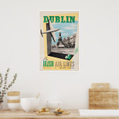 Dublin Print Ierland Reisposter Ierse Luchtvaartma (Keuken)