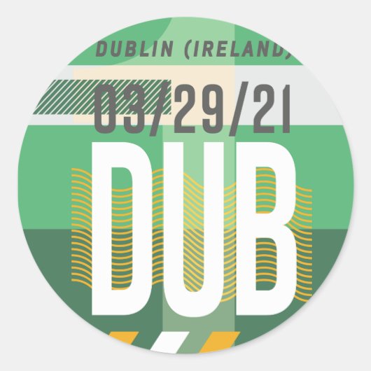 Dublin - Reis Tag Ronde Sticker (Voorkant)