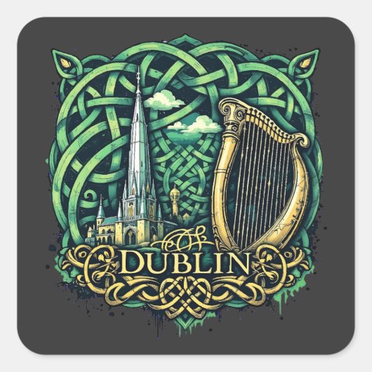 Dublin Republiek Ierland Vierkante Sticker (Voorkant)