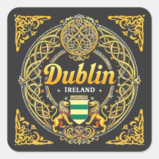 Dublin Republiek Ierland Vierkante Sticker (Voorkant)