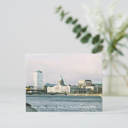 Dublin River Liffey, Spire & Customs House Briefkaart (Staand voorkant)