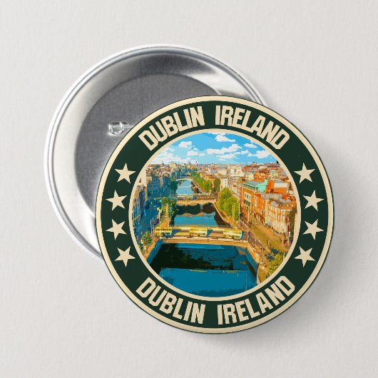 Dublin Ronde Button 7,6 Cm (Voorkant /achterkant)