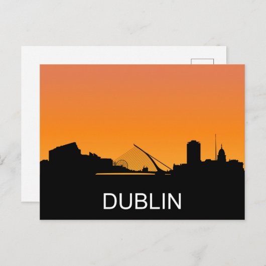 Dublin silhouette, zomerzonsondertoon briefkaart (Voorkant / Achterkant)