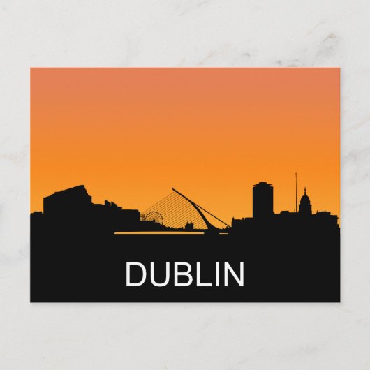 Dublin silhouette, zomerzonsondertoon briefkaart (Voorkant)