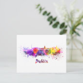 Dublin skyline in watercolor briefkaart (Staand voorkant)