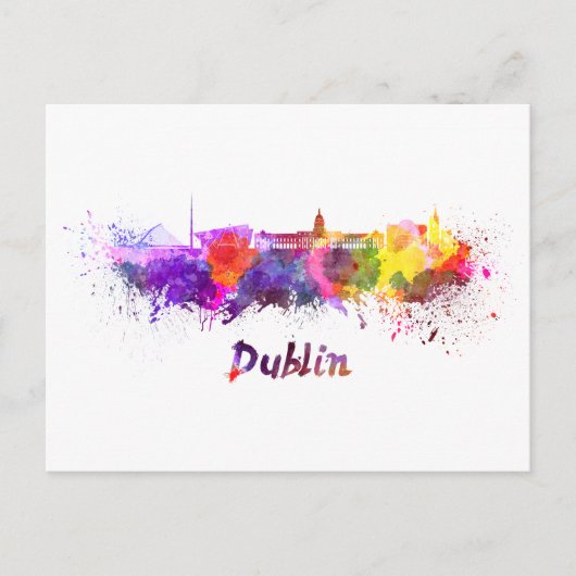 Dublin skyline in watercolor briefkaart (Voorkant)