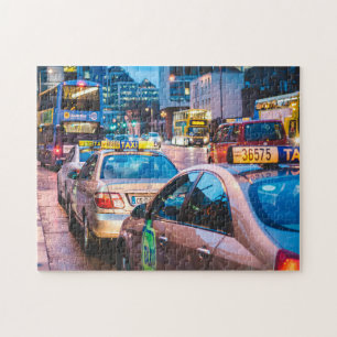 Dublin Straatbeeld Ierland. Ierse Taxi. Legpuzzel