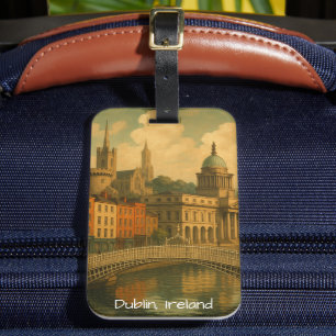 Dublin Travel Retro Ireland City ArtWork Bagagelabel