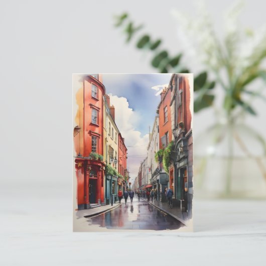 Dublin waterverf art briefkaart (Staand voorkant)