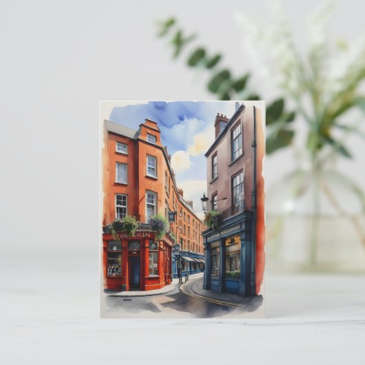 Dublin waterverf art briefkaart (Staand voorkant)