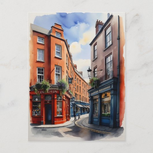 Dublin waterverf art briefkaart (Voorkant)