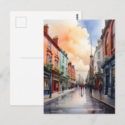 Dublin waterverf art briefkaart (Voorkant / Achterkant)