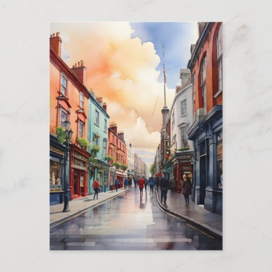 Dublin waterverf art briefkaart (Voorkant)