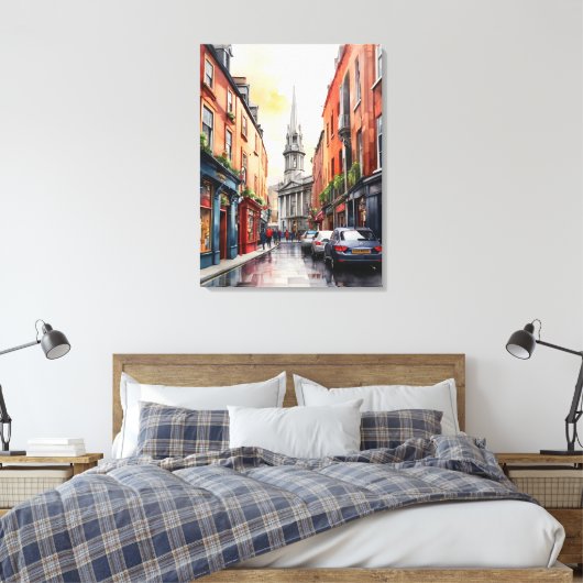 Dublin waterverf art canvas afdruk (Insitu (Slaapkamer))