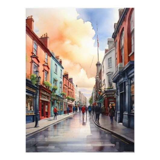 Dublin waterverf art foto afdruk (Voorkant)
