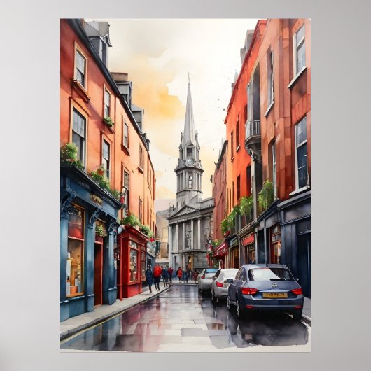 Dublin waterverf art poster (Voorkant)