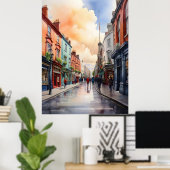 Dublin waterverf art poster (Thuiskantoor)
