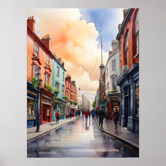 Dublin waterverf art poster (Voorkant)