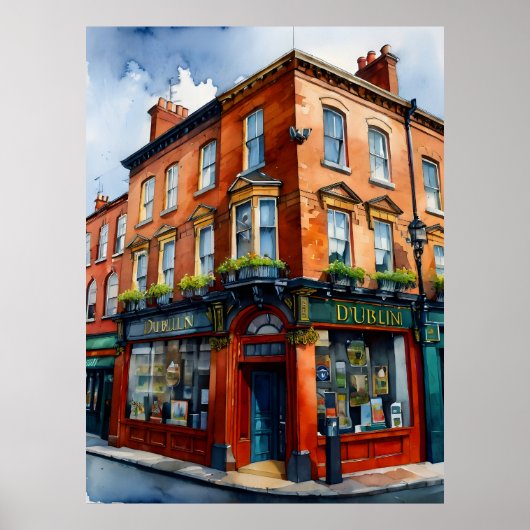 Dublin waterverf art poster (Voorkant)