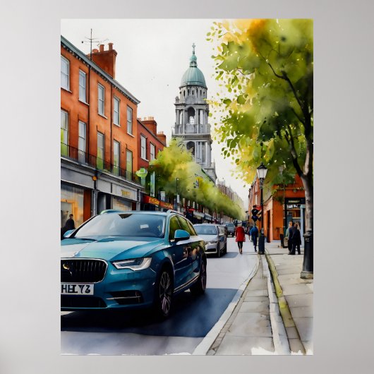 Dublin waterverf art poster (Voorkant)