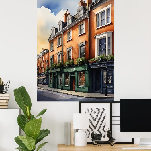 Dublin waterverf art poster (Thuiskantoor)