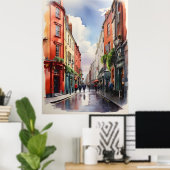 Dublin waterverf art poster (Thuiskantoor)