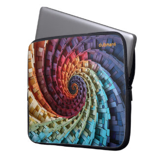 Dubman Design: Fibonacci Regenboog Trippy Spiraal Laptop Sleeve