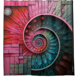 Dubman Designs: Fibonacci Mozaïek Spiraal Douchegordijn