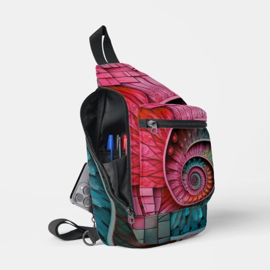 Dubman Designs: Fibonacci Mozaïek Spiraal Sling Bag (Open)