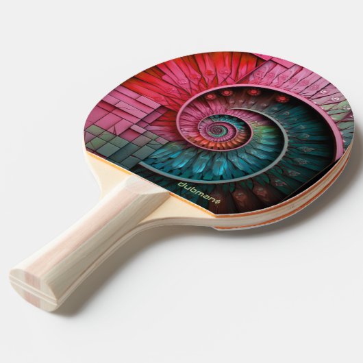 Dubman Designs: Fibonacci Mozaïek Spiraal Tafeltennisbatje (Voorkant Gekanteld)