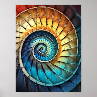 Dubman Designs: Fibonacci Regenboog Spectrum Colla Poster