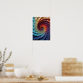 Dubman Designs: Fibonacci Regenboog Trippy Spiraal Poster (Keuken)