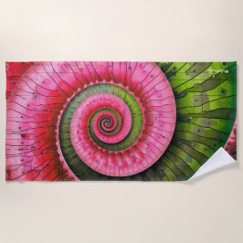 Dubman Designs: Glowend Roze en Groen Fibonacci  Strandlaken