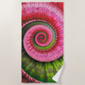 Dubman Designs: Glowend Roze en Groen Fibonacci Strandlaken (Voorkant)