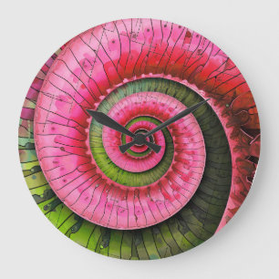 Dubman Designs: Glowende Roze en Groene Fibonacci  Grote Klok