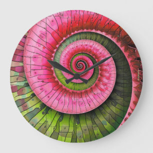 Dubman Designs: Glowende Roze en Groene Fibonacci  Grote Klok