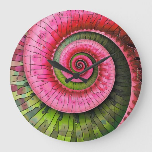 Dubman Designs: Glowende Roze en Groene Fibonacci Grote Klok (Voorkant)