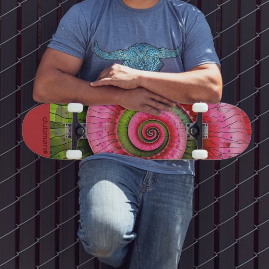 Dubman Designs: Glowende Roze en Groene Fibonacci  Persoonlijk Skateboard (Buiten 3)