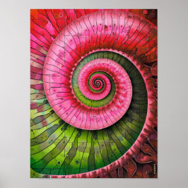 Dubman Designs: Glowende Roze en Groene Fibonacci  Poster