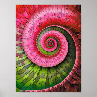 Dubman Designs: Glowende Roze en Groene Fibonacci Poster
