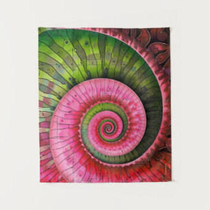 Dubman Designs: Glowende Roze en Groene Fibonacci Wandkleed