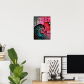 Dubman Designs: Glowende Roze Neon Fibonacci-ontwe Poster (Thuiskantoor)