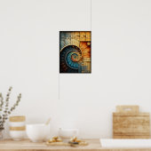Dubman Designs: Glowing Fibonacci Spiraal Collage Poster (Keuken)