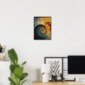 Dubman Designs: Glowing Fibonacci Spiraal Collage Poster (Thuiskantoor)