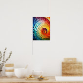 Dubman Designs: Helder Regenboog Spiraal Fibonacci Poster (Keuken)