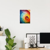 Dubman Designs: Helder Regenboog Spiraal Fibonacci Poster (Thuiskantoor)