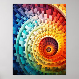 Dubman Designs: Helder Regenboog Spiraal Fibonacci Poster