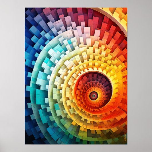 Dubman Designs: Helder Regenboog Spiraal Fibonacci Poster (Voorkant)