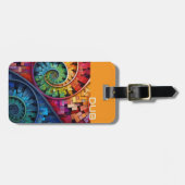 Dubman Does Design:Bright Fibonacci Swirls Bagagelabel (Voorkant horizontaal)