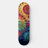 Dubman Does Design:Bright Fibonacci Swirls Persoonlijk Skateboard (Voorkant)